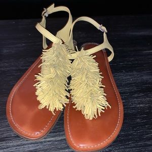 Lime green fringe sandals